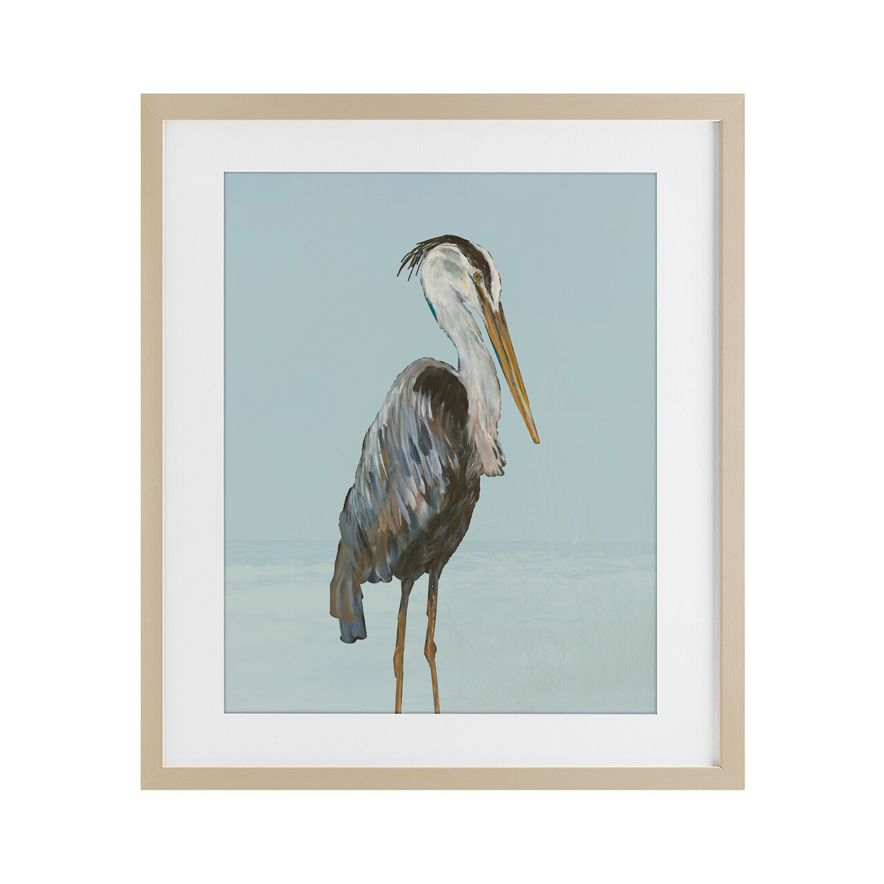 Stupell Industries Coastal Pelican Muted Blue Framed Print Under Glass, design by Julie DeRice